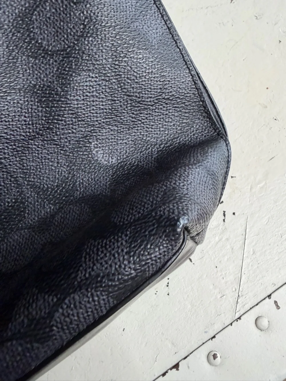 COACH Black‎ Gray Signature Canvas and Leather Messenger Bag Metropolitan Canvas